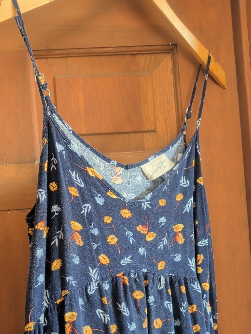 Universal Thread Black Floral Slip Maxi Dress with Orange & Cream Accents - Picture 3 of 6